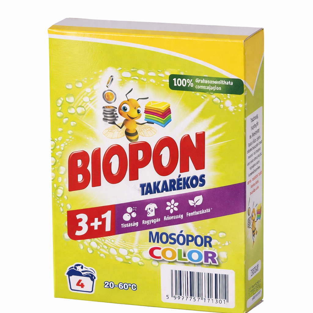 Biopon Takarékos Color Mosópor 3+1 – Színes Ruhákhoz, 4 Mosásos Gazdaságos Kiszerelés