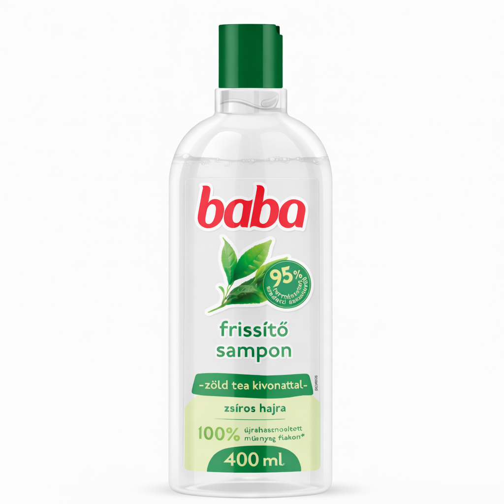 Baba Frissítő Sampon Zöld Tea Kivonattal 400 ml – Tisztító és Frissítő Hajápolás Zsíros Hajra