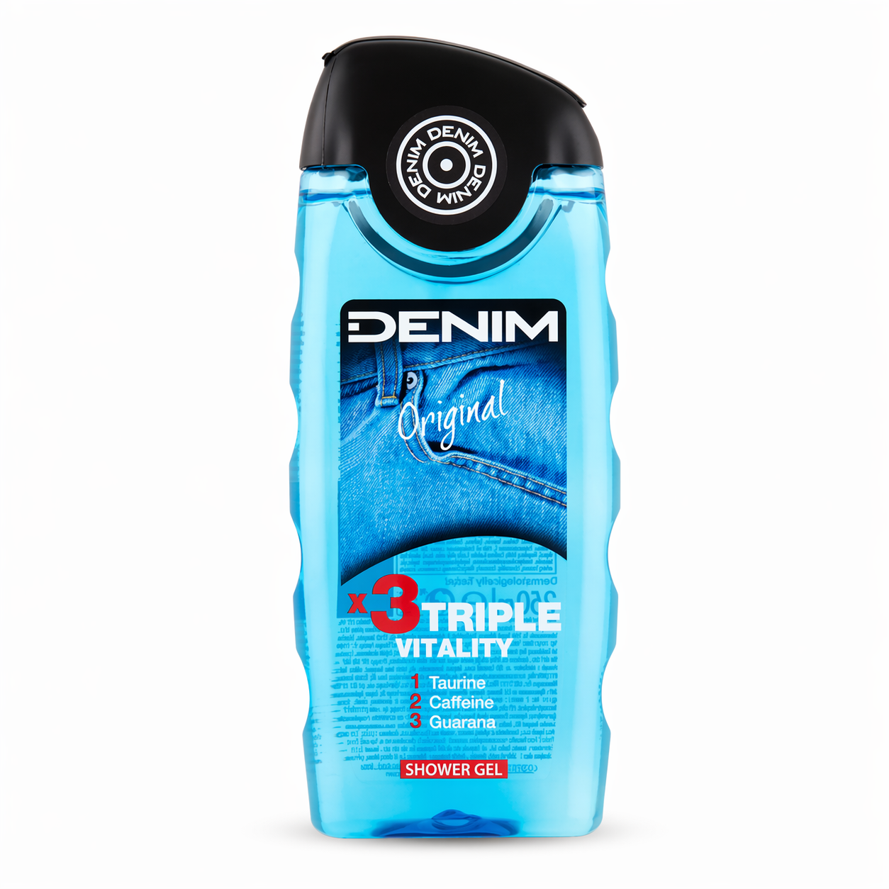 Denim Original Triple Vitality tusfürdő 250ml – Taurin, koffein és guarana 3 az 1-ben frissítő hatás