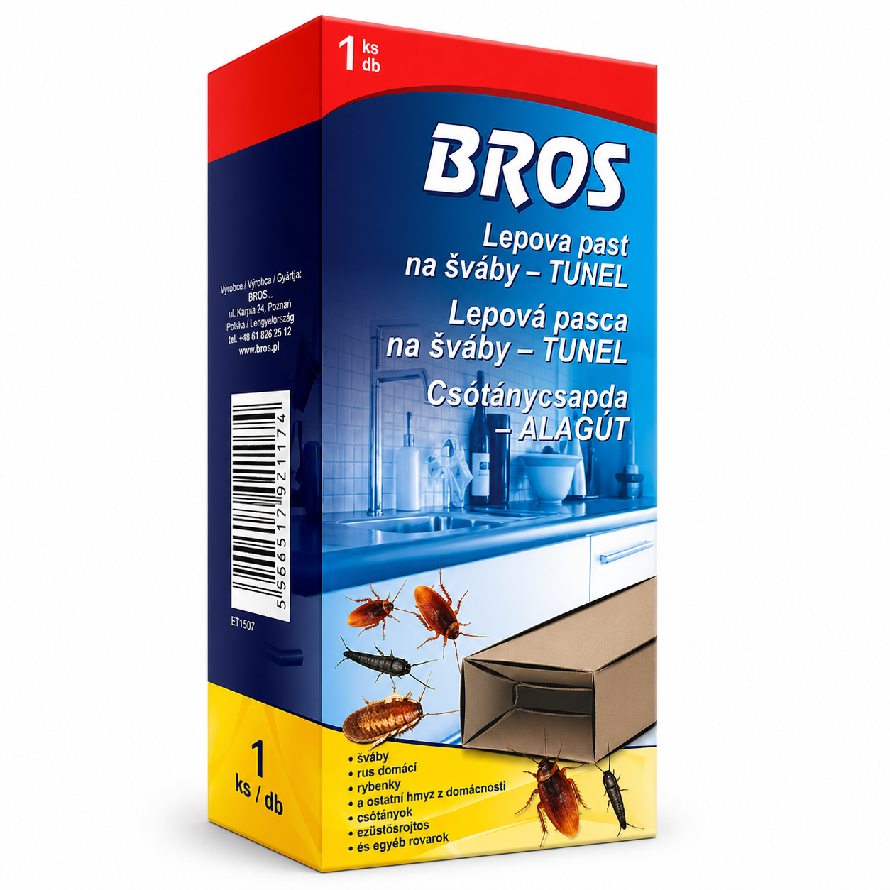 BROS csótánycsapda – ragasztós rovarcsapda csótányok ellen (alagút kialakítás, 1 db)