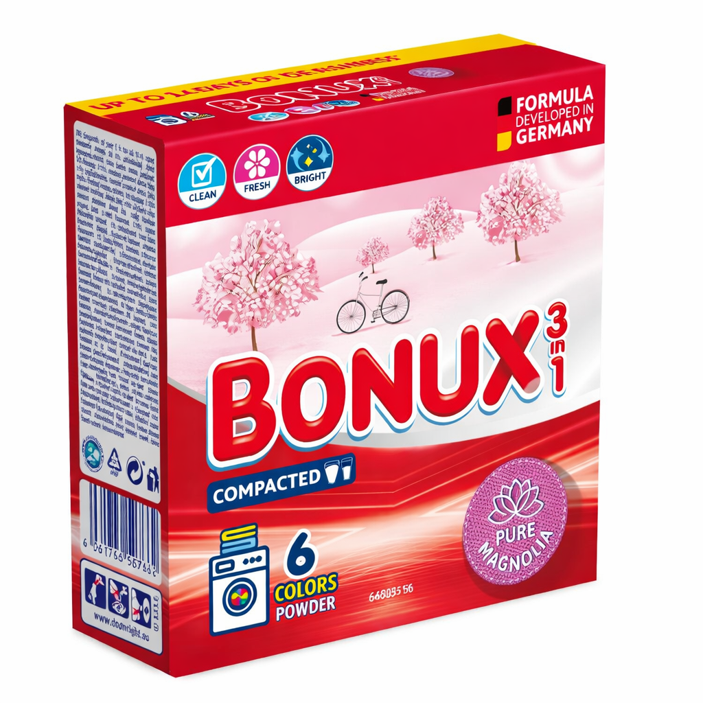 BONUX 3in1 Mosópor Színes Ruhákhoz – Hatékony Tisztítás és Színvédelem, Friss Illattal
