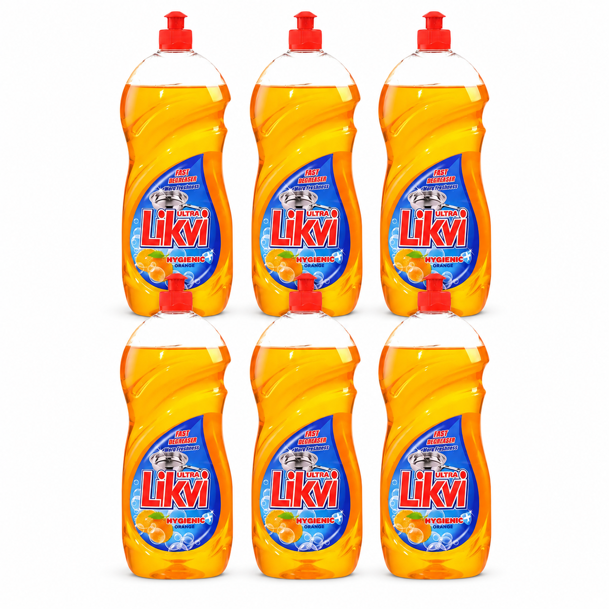 Likvi Ultra Hygienic Orange mosogatószer 6 db-os csomag – narancs illatú zsíroldó mosogatószer 6×450 ml