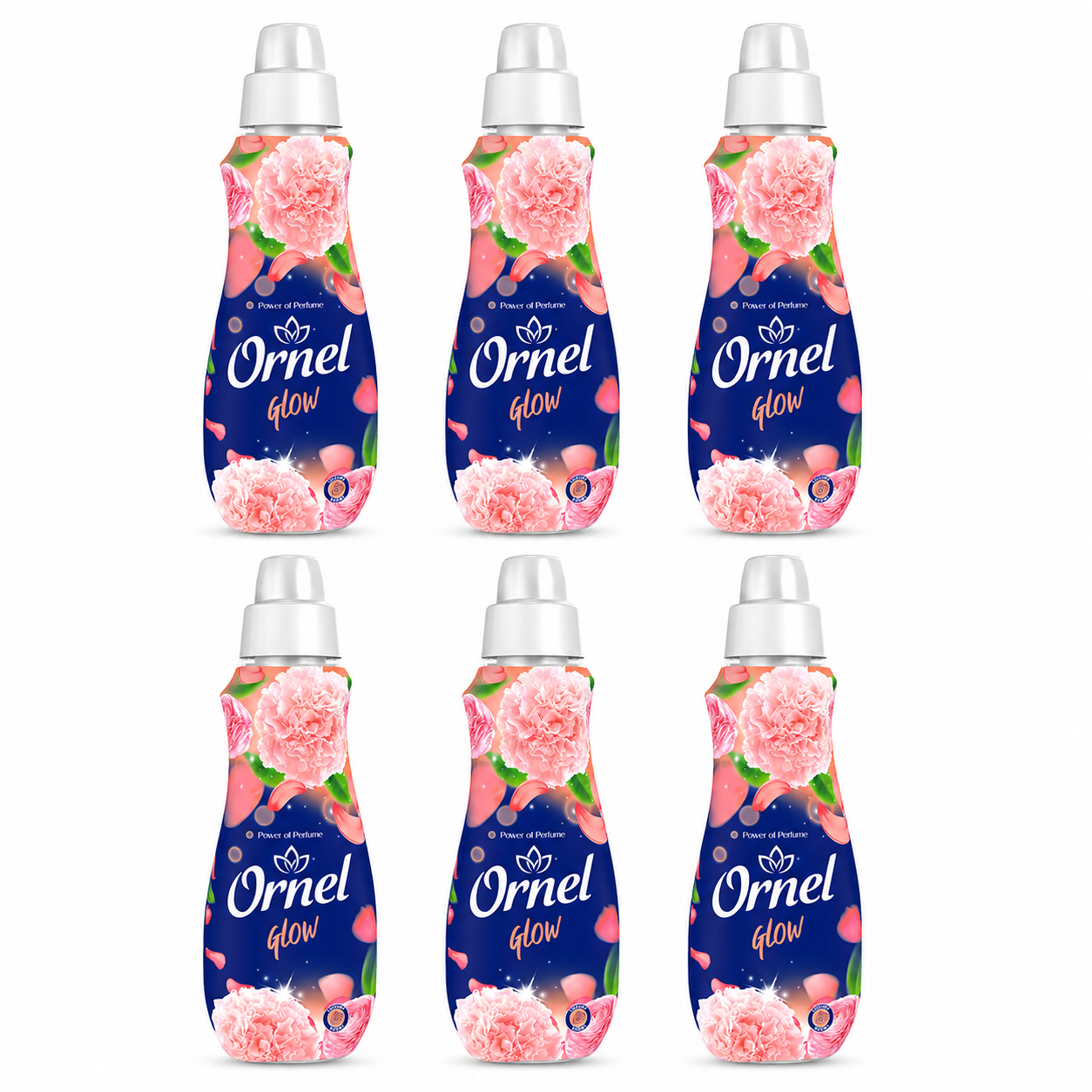 Ornel Glow Öblítő 6 db-os csomag – 6×800 ml, virágos-parfümös illatú textilöblítő