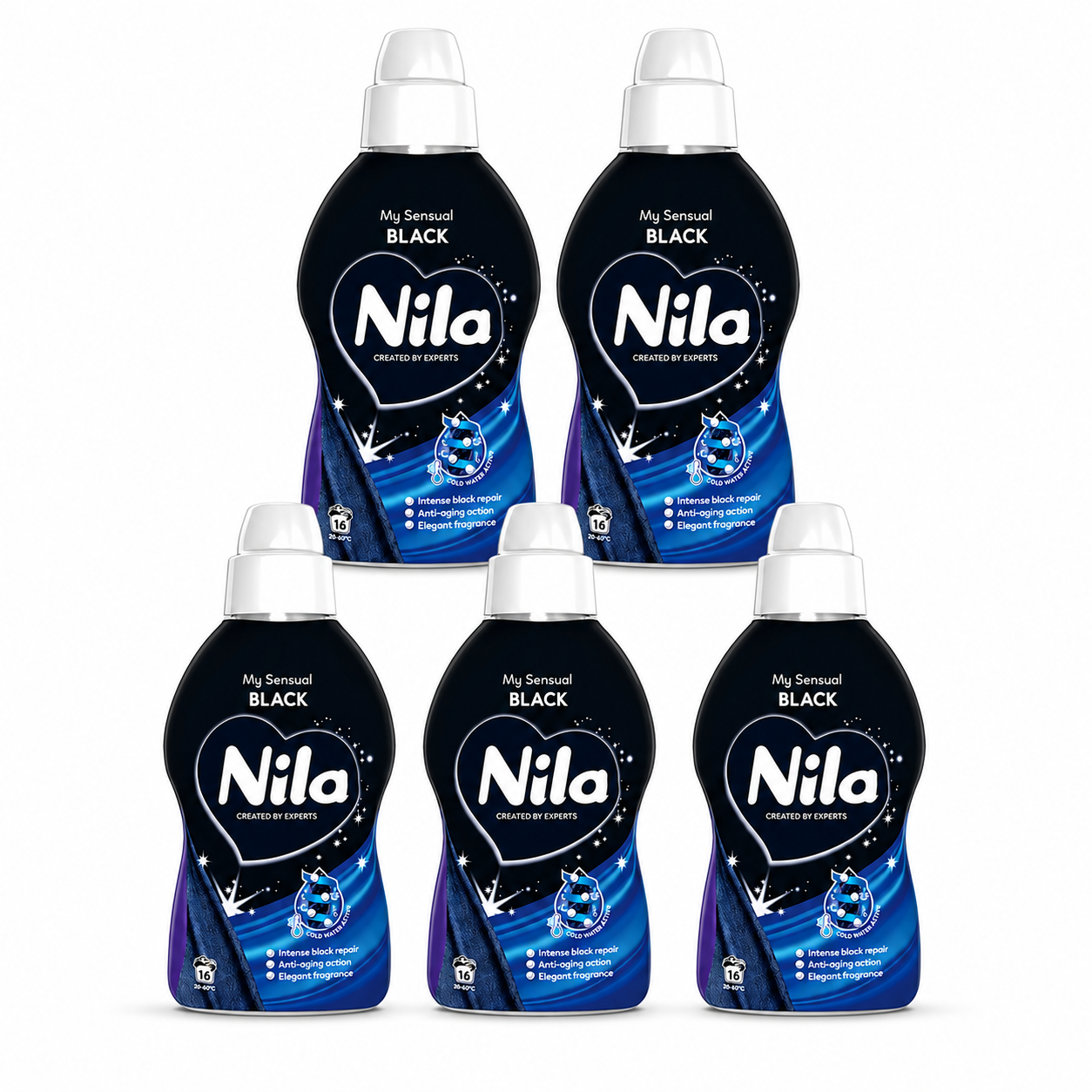 Nila My Sensual Black folyékony mosószer fekete ruhákhoz 900 ml – 5 db-os csomag