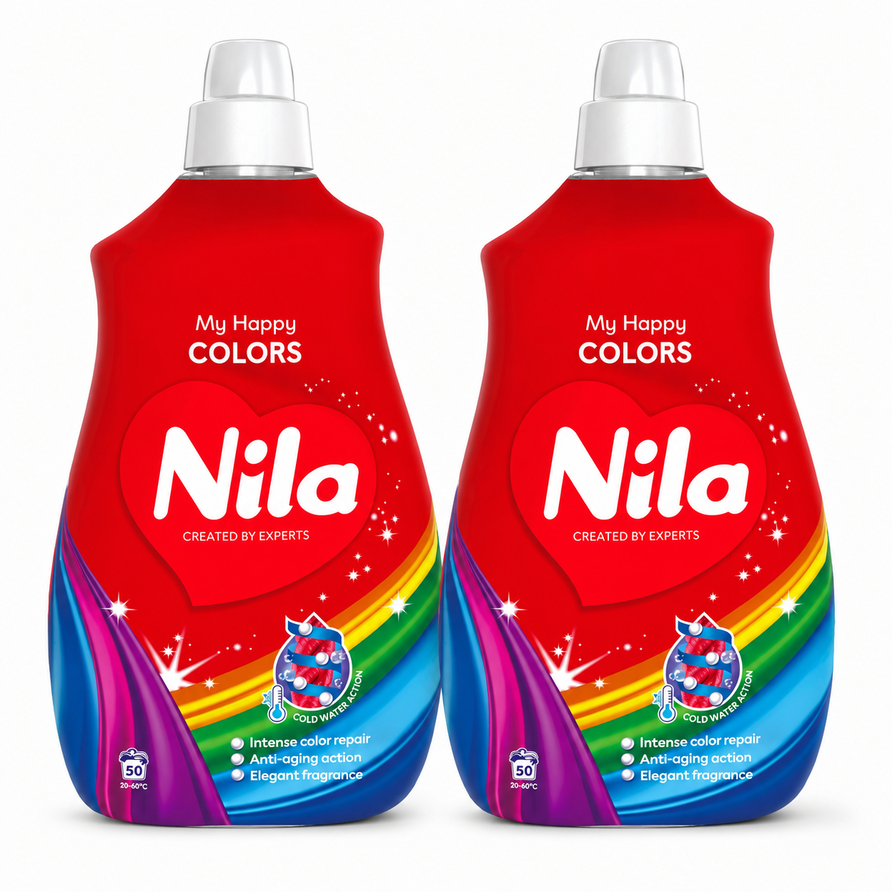 Nila My Happy Colors folyékony mosószer színes ruhákhoz 2,7 l – 2 db-os csomag