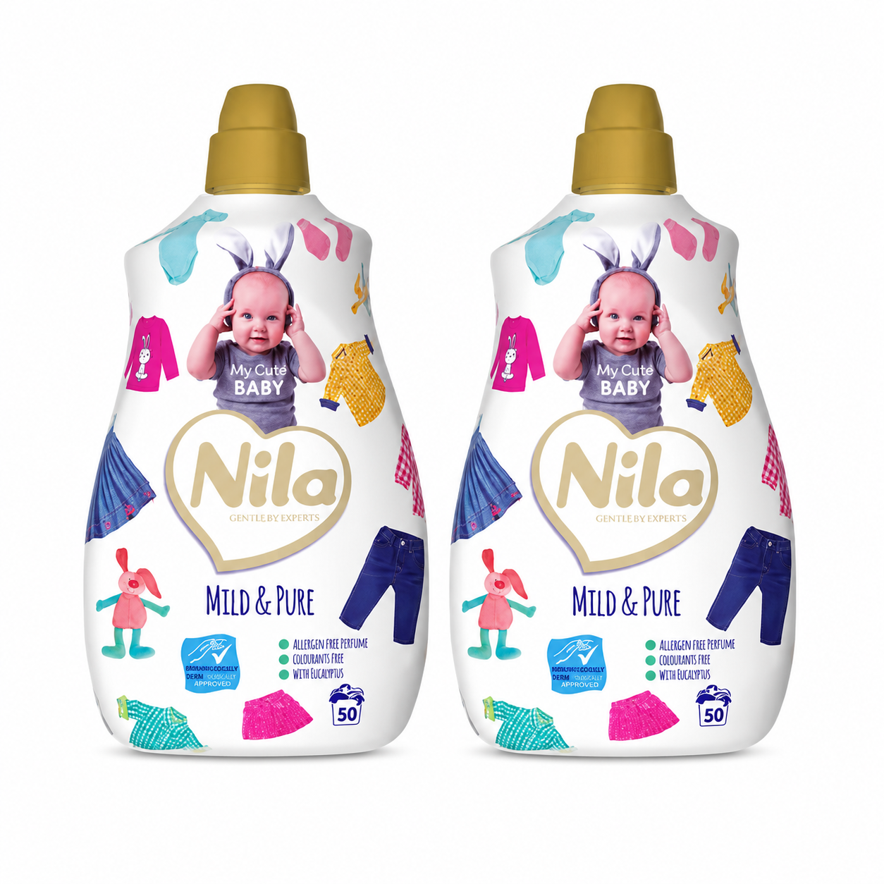 Nila My Cute Baby Mild & Pure folyékony mosószer 2,7 l – 2 db-os csomag babaruhákhoz