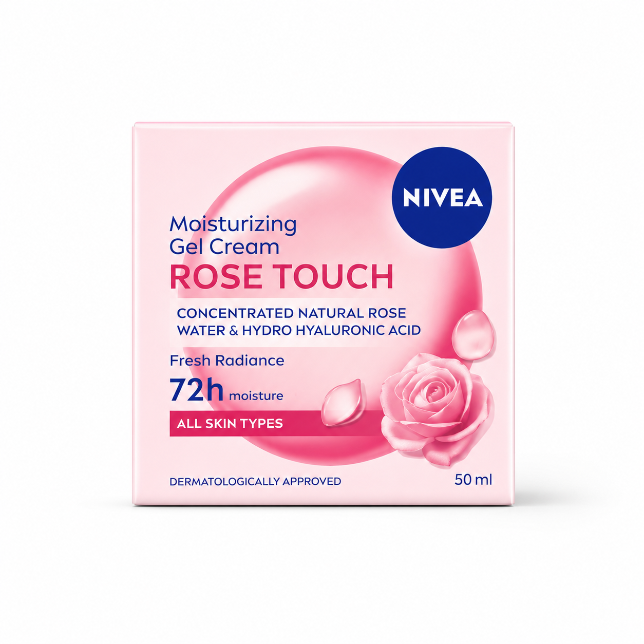 Nivea Rose Touch Moisturizing Gel Cream 50 ml – hidratáló arckrém rózsavízzel és hialuronsavval