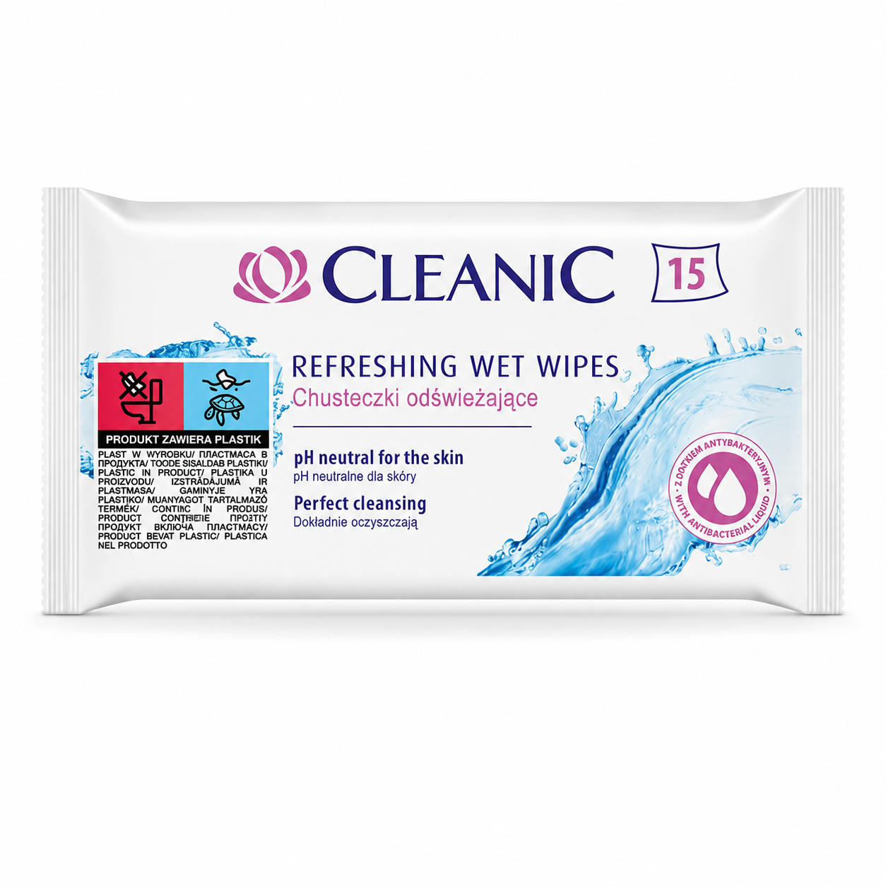 Cleanic Refreshing Wet Wipes frissítő nedves törlőkendő – 15 db