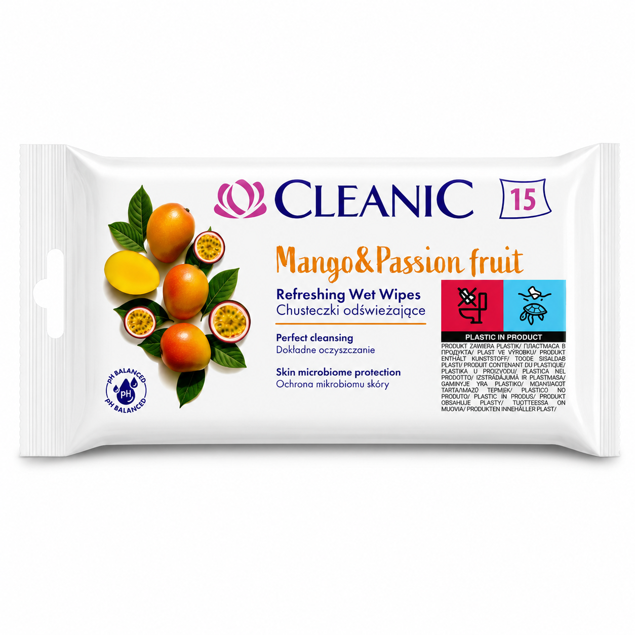 Cleanic Mango & Passion Fruit frissítő nedves törlőkendő – 15 db