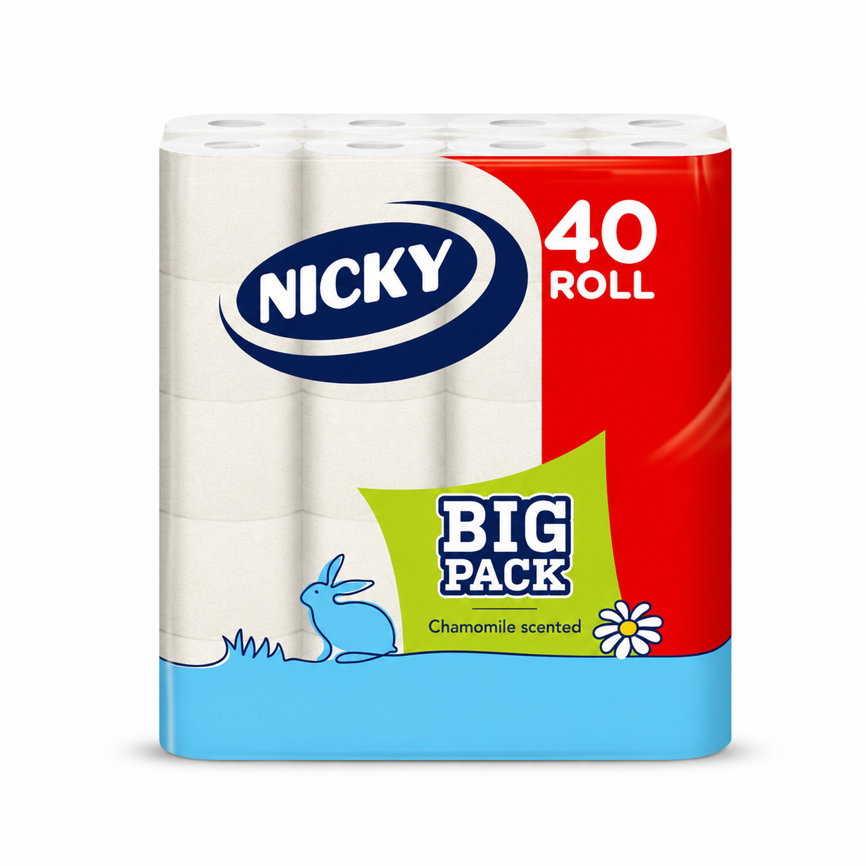 Nicky Big Pack kamilla illatú toalettpapír 40 tekercs – 3 rétegű, tiszta cellulóz WC-papír