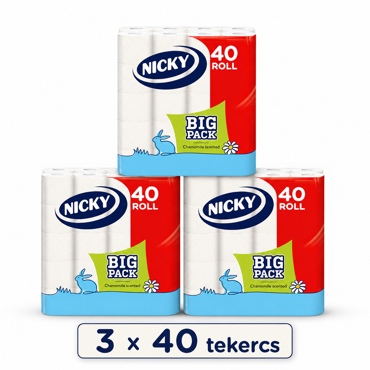 Nicky Big Pack kamilla illatú toalettpapír 3×40 tekercs – 120 tekercses gazdaságos családi csomag