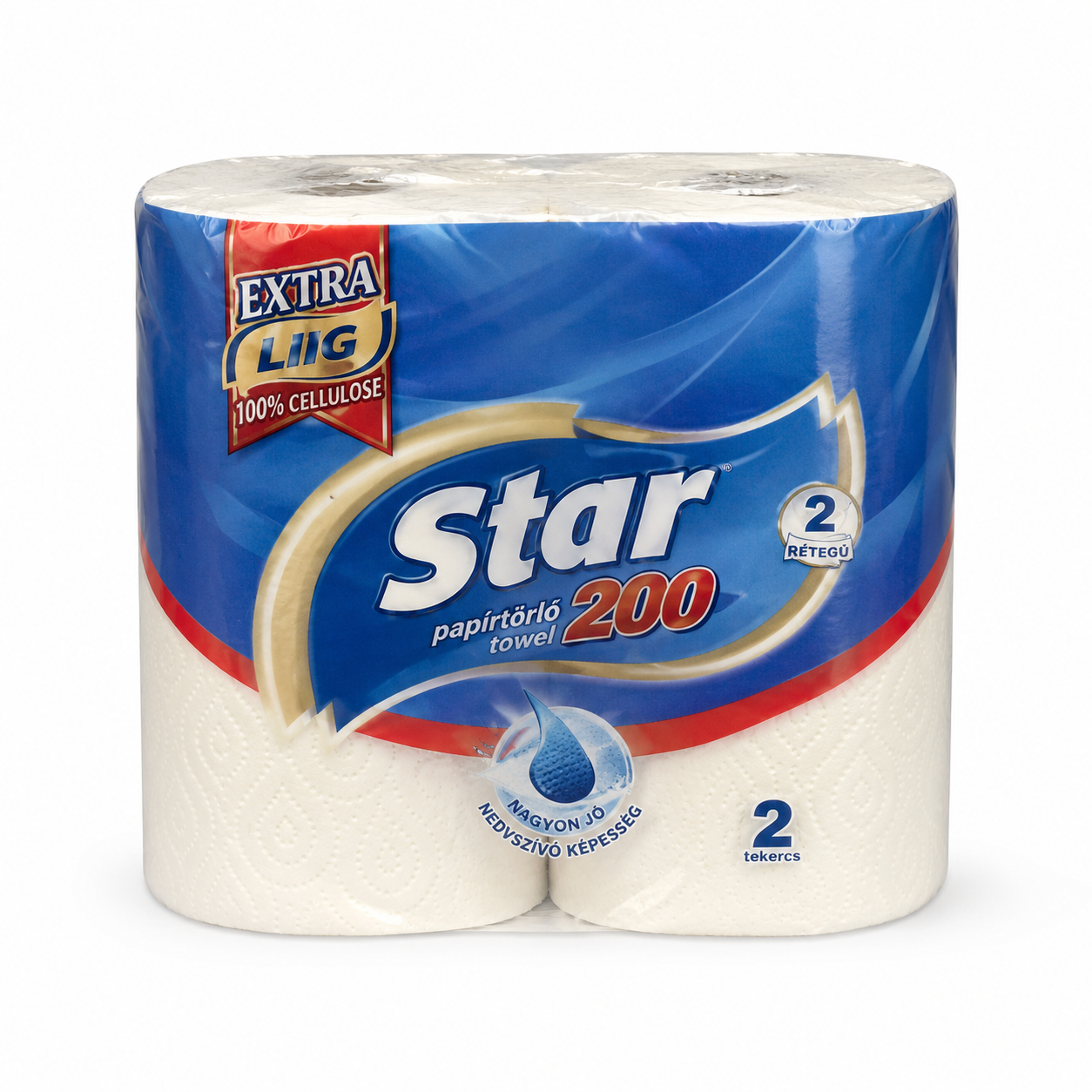 Star 200 papírtörlő 2 tekercs – 2 rétegű, 100% cellulóz, extra nedvszívó háztartási papírtörlő