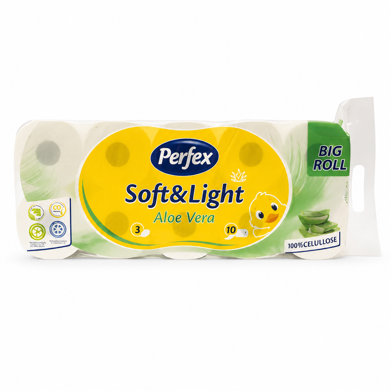 Perfex Soft&Light Aloe Vera Big Roll toalettpapír 10 tekercs – 3 rétegű, 100% cellulóz WC-papír