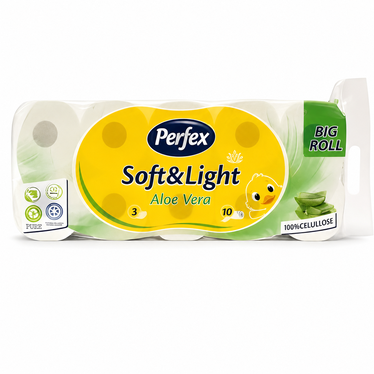 Perfex Soft&Light Aloe Vera Big Roll toalettpapír 10 tekercs – 3 rétegű, aloe vera illatú, 100% cellulóz