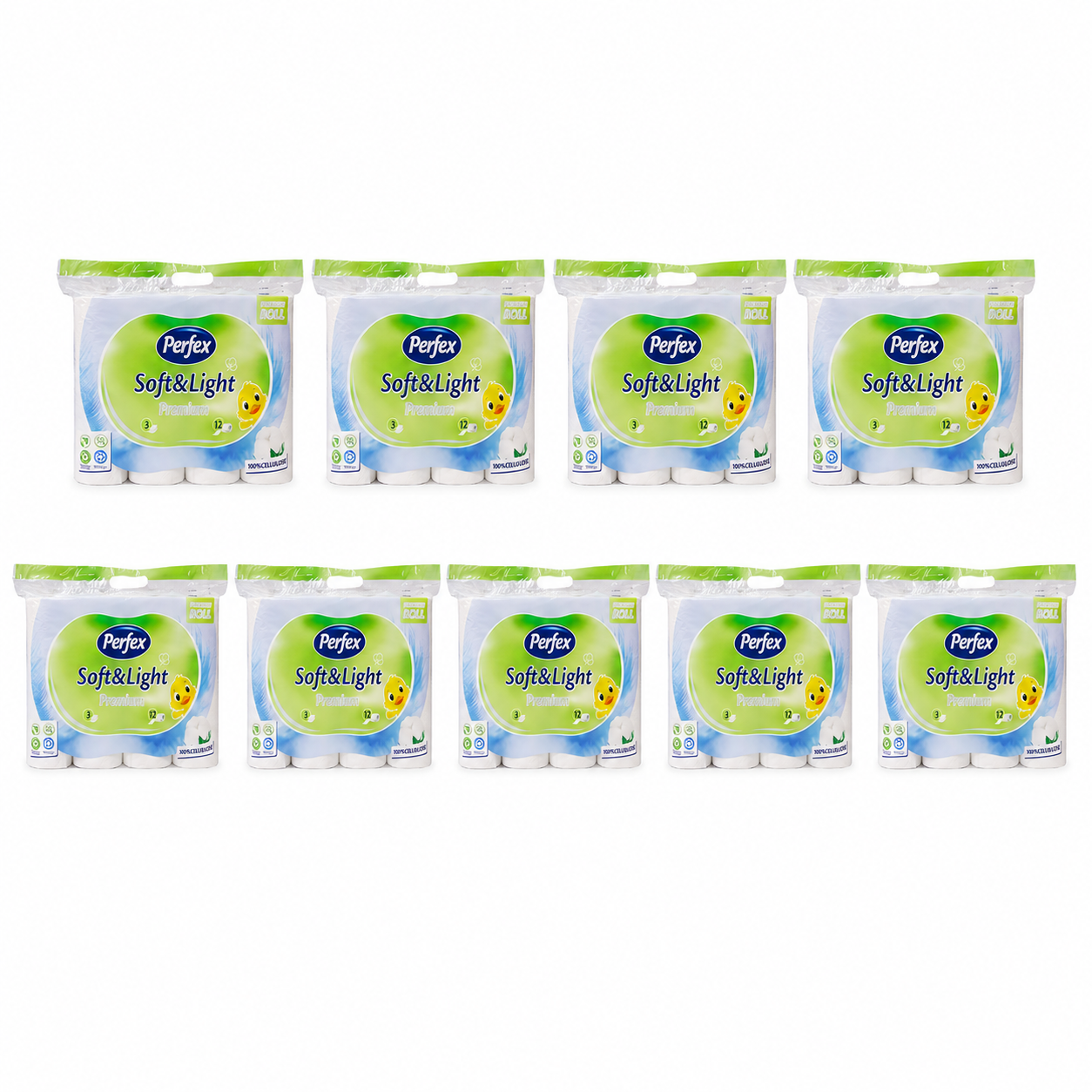 Perfex Soft&Light Premium toalettpapír 9 csomag – 12 tekercs/csomag, 3 rétegű, 100% cellulóz
