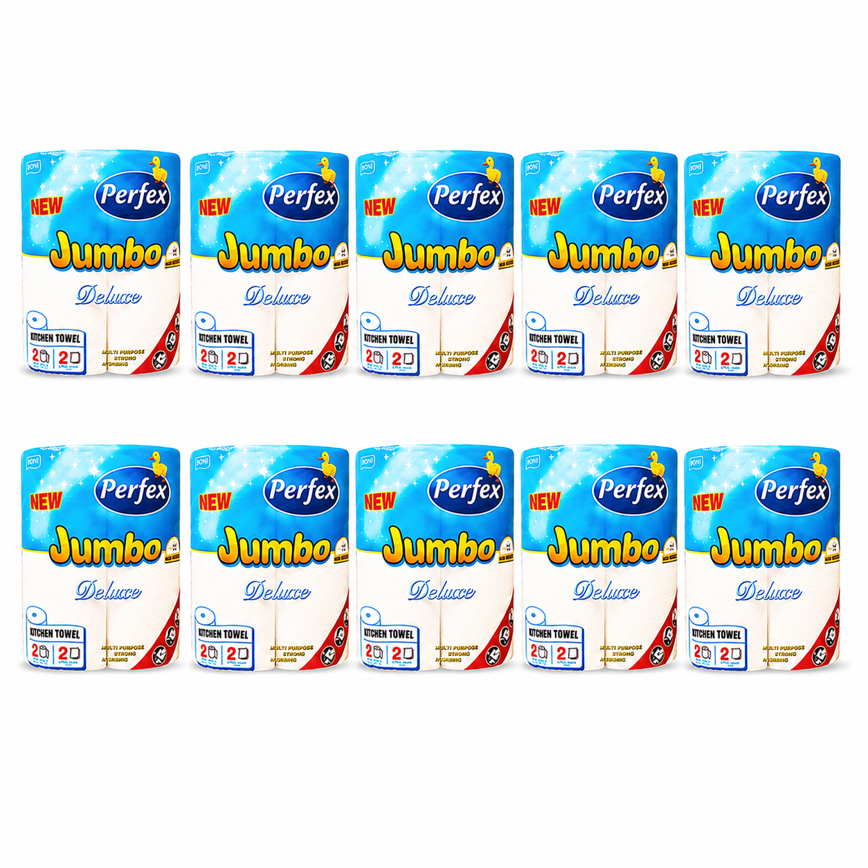 Perfex Jumbo Deluxe konyhai papírtörlő 10 csomag – 2 rétegű, erős és nedvszívó háztartási papírtörlő