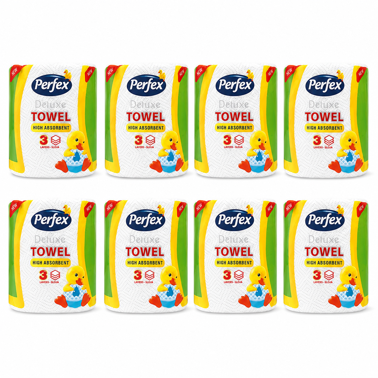 Perfex Deluxe Towel High Absorbent konyhai papírtörlő 8 csomag – 3 rétegű, extra nedvszívó háztartási törlő