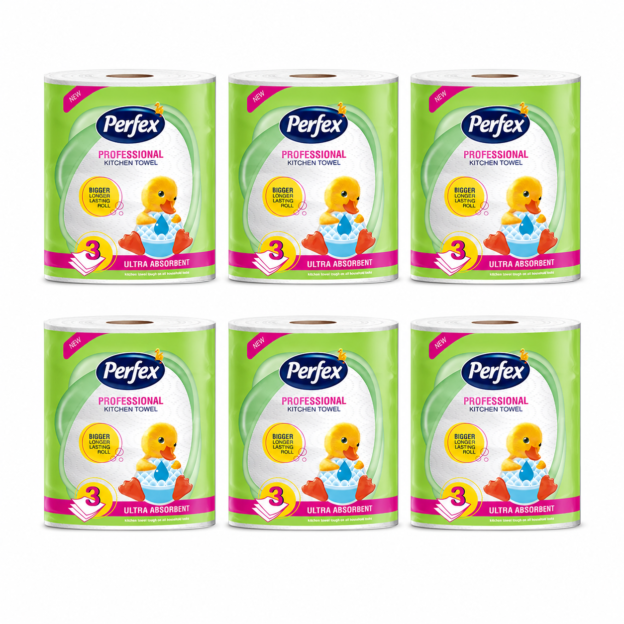 Perfex Professional Kitchen Towel 6 db-os csomag – 3 rétegű, ultra nedvszívó konyhai papírtörlő