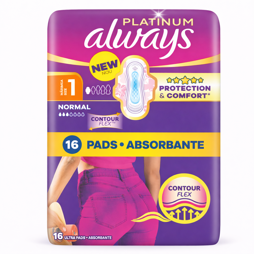 Always Platinum Ultra Normal egészségügyi betét szárnyakkal – 16 db (Méret 1, könnyű/közepes napokra)