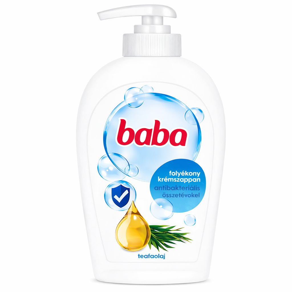 Baba antibakteriális folyékony krémszappan teafaolajjal 250 ml – kézmosó pumpás