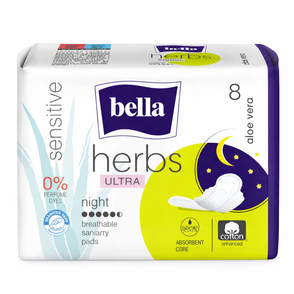 Bella Herbs Ultra Night Aloe Vera egészségügyi betét (8 db)
