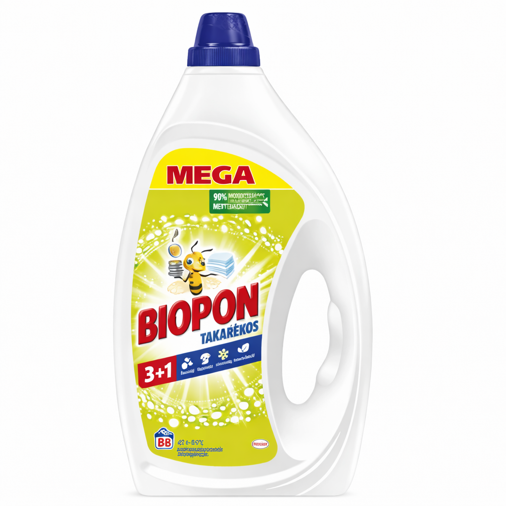 Biopon Takarékos Folyékony Mosószer 3+1 MEGA 3960 ml – Erős Tisztító Hatás, Gazdaságos Nagy Kiszerelés