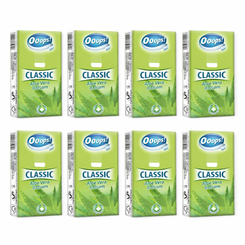 Ooops! Classic Aloe Vera Balsam Papírzsebkendő 10×10 db – 3 Rétegű, Extra Puha és Bőrkímélő