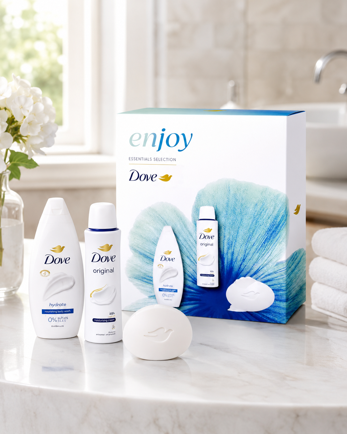 Dove Enjoy Essentials Selection ajándékcsomag – Tusfürdő, dezodor és szappan szett