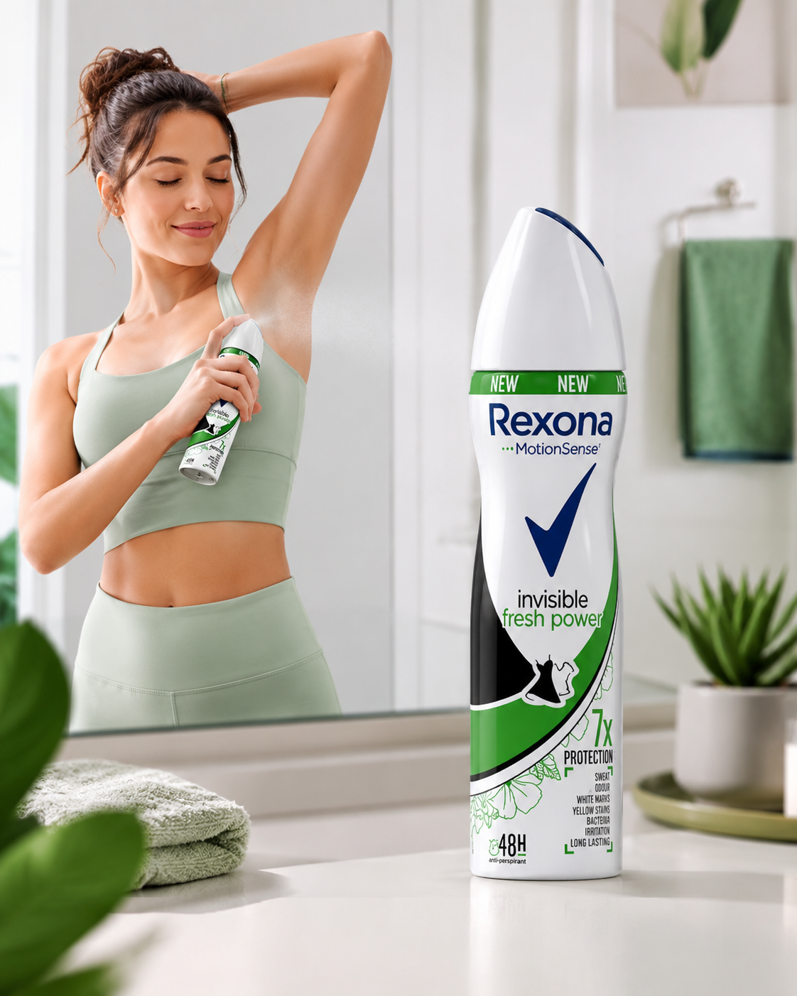 Rexona MotionSense Invisible Fresh Power dezodor spray 150 ml – 48 órás izzadásgátló védelem, 7x protection