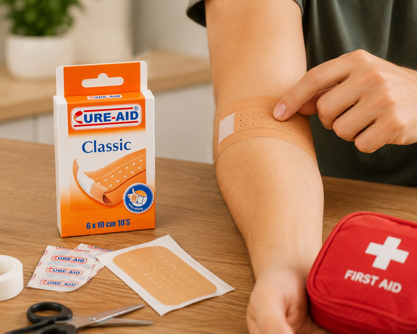 Cure-Aid Classic sebtapasz 10 db – 6 × 10 cm extra erős ragtapasz