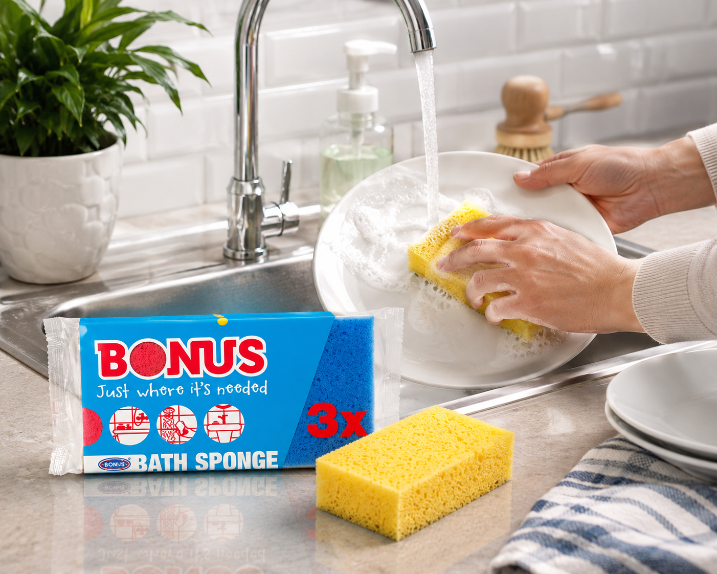 Bonus Bath Sponge fürdőszivacs 3 db-os csomag – univerzális tisztítószivacs fürdőszobába és háztartásba
