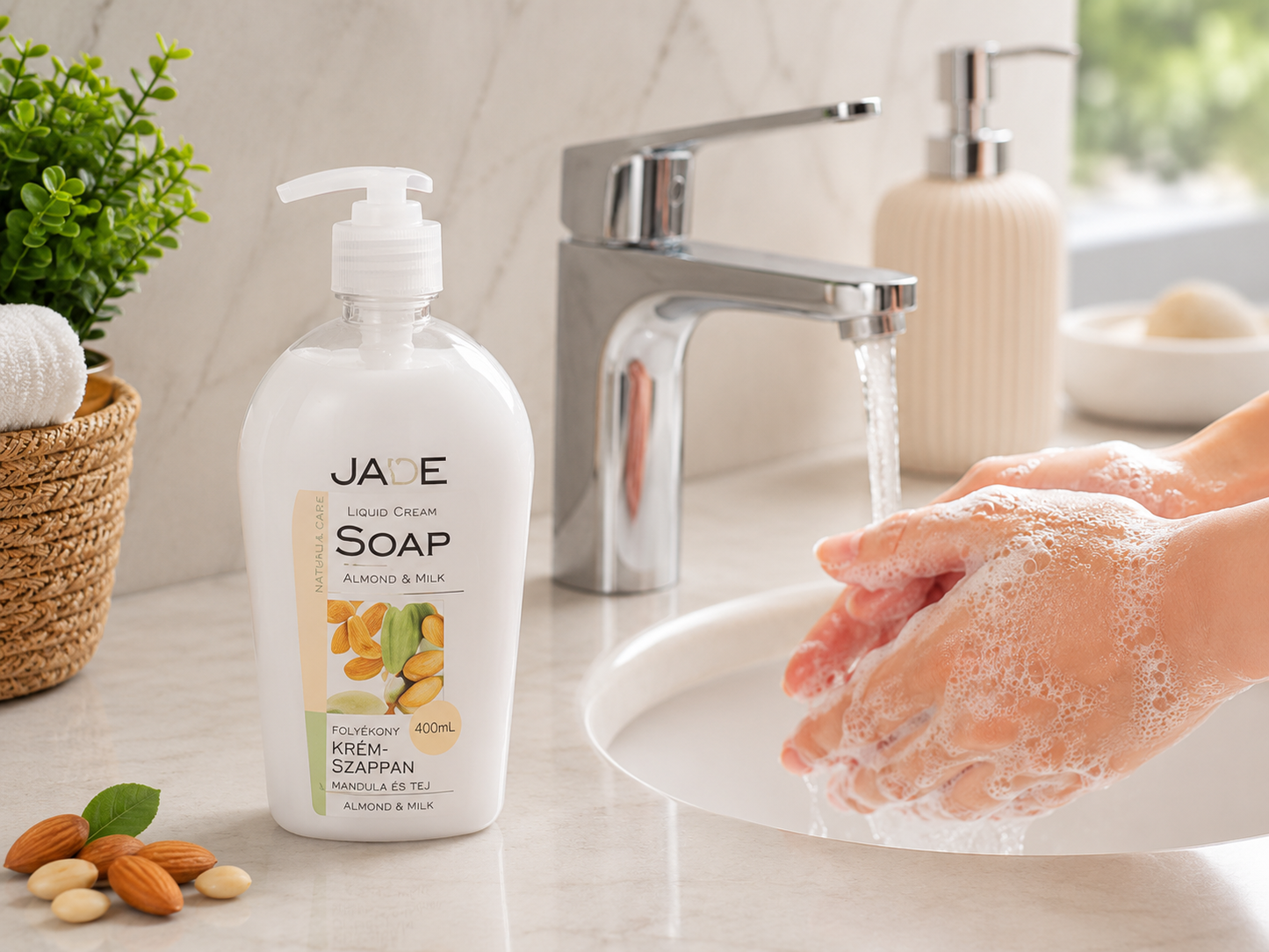 Jade folyékony krémszappan Mandula és Tej illattal, 400 ml