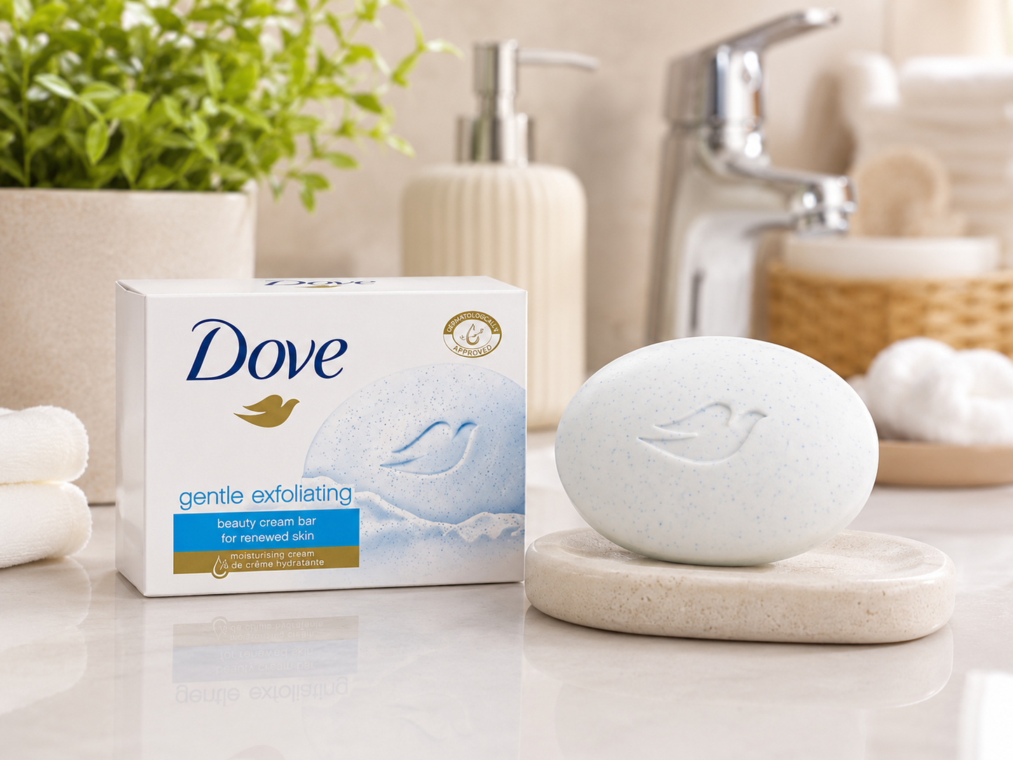 Dove Gentle Exfoliating Beauty Cream Bar szappan 100 g – gyengéd bőrradírozó krémszappan hidratáló hatással