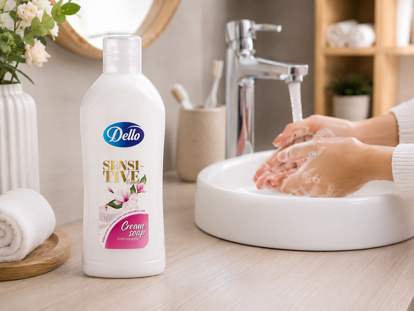 Dello Cream Soap Sensitive krémszappan 1 L – gyengéd kézmosó érzékeny bőrre