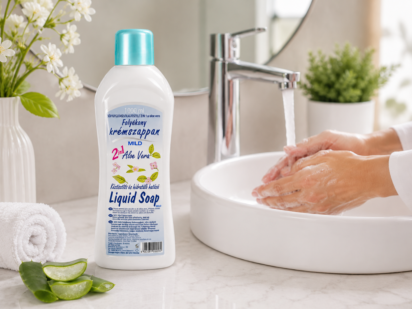 Mild 2in1 Aloe Vera folyékony krémszappan – tisztítás és hidratálás egy lépésben, 1 L