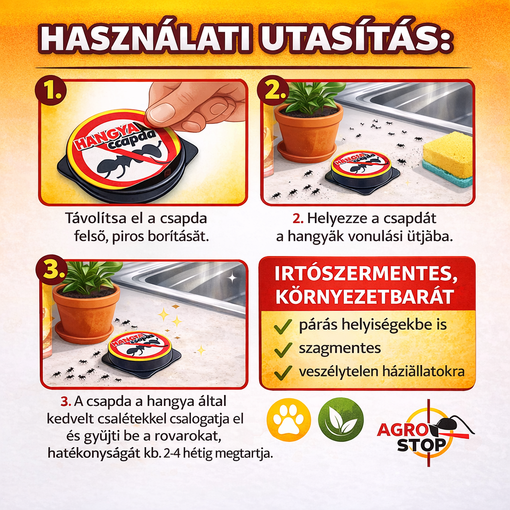 Hangya csapda 3 db – irtószermentes, környezetbarát hangyairtó csapda