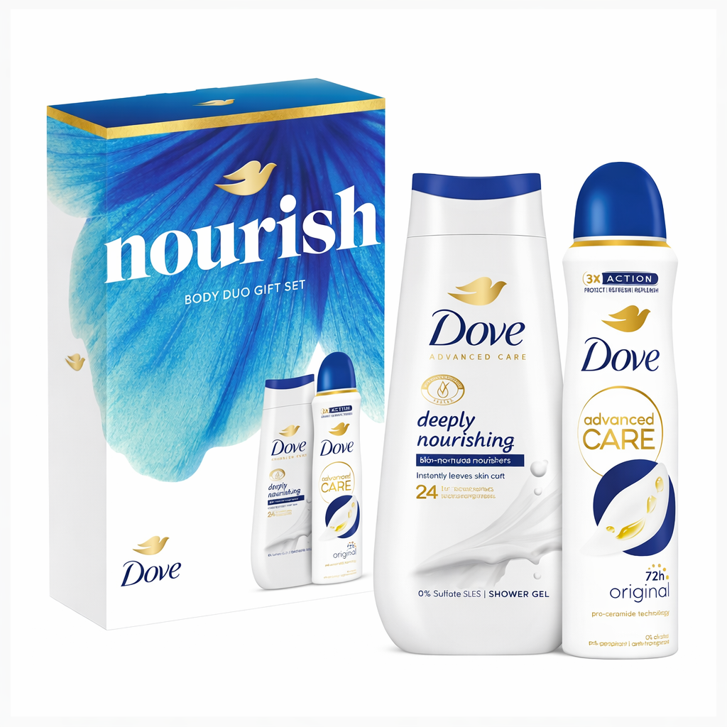 Dove Nourish Body Duo Ajándékcsomag – Tápláló Tusfürdő és Deo Szett