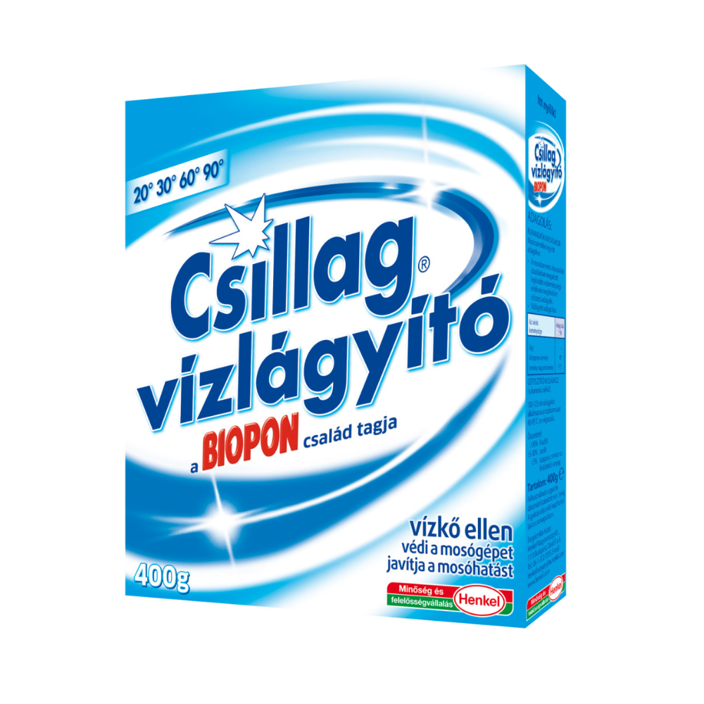 Biopon Csillag Vízlágyító 400 g – Vízkő Elleni Védelem, Hatékony Mosás Minden Hőfokon
