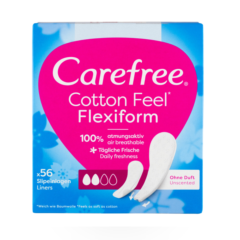 Carefree Cotton Feel Flexiform Tisztasági Betét Illatmentes – 56 db, Légáteresztő, Rugalmas Napi Védelem