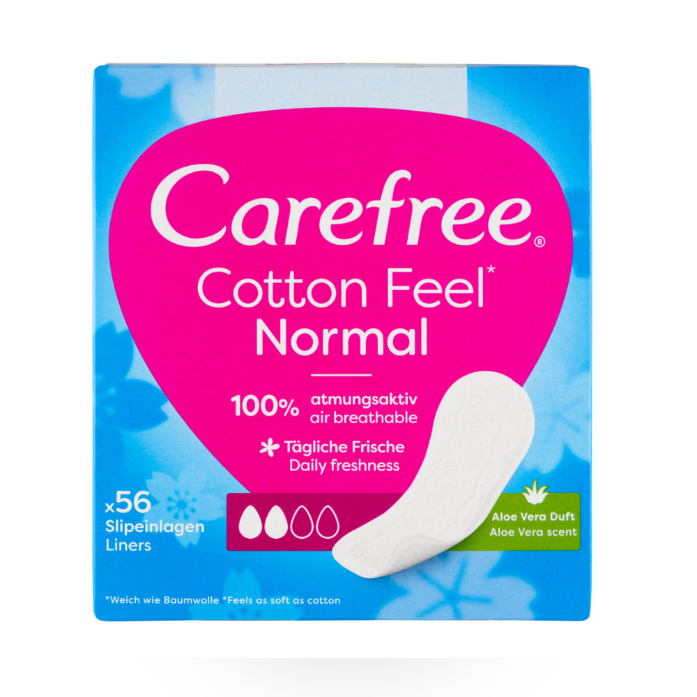 Carefree Cotton Feel Normal Tisztasági Betét Aloe Vera Illattal – 56 db, Légáteresztő, Puha Napi Védelem