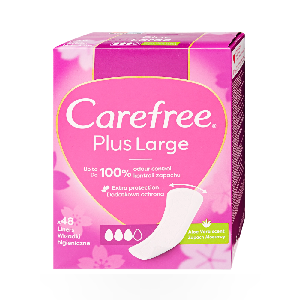 Carefree Plus Large Tisztasági Betét Aloe Vera Illattal – 48 db, Extra Védelem, Hosszabb Kialakítás