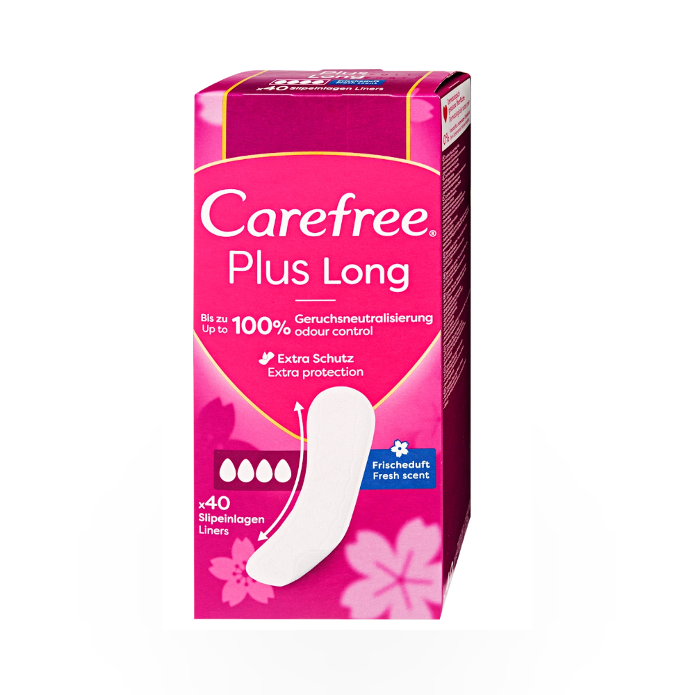 Carefree Plus Long Tisztasági Betét Friss Illattal – 40 db, Extra Hosszú, Fokozott Védelem