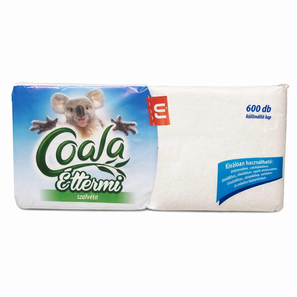 Coala éttermi szalvéta 16X16CM 600db – Puha és erős papírszalvéta vendéglátásra és otthoni használatra