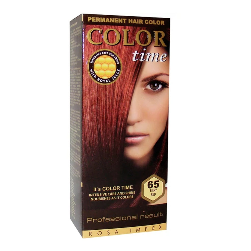 Color Time 65 Fiery Red Hajfesték – Élénk Vörös Hajszín, Intenzív Fedés, Royal Jelly Ápolással
