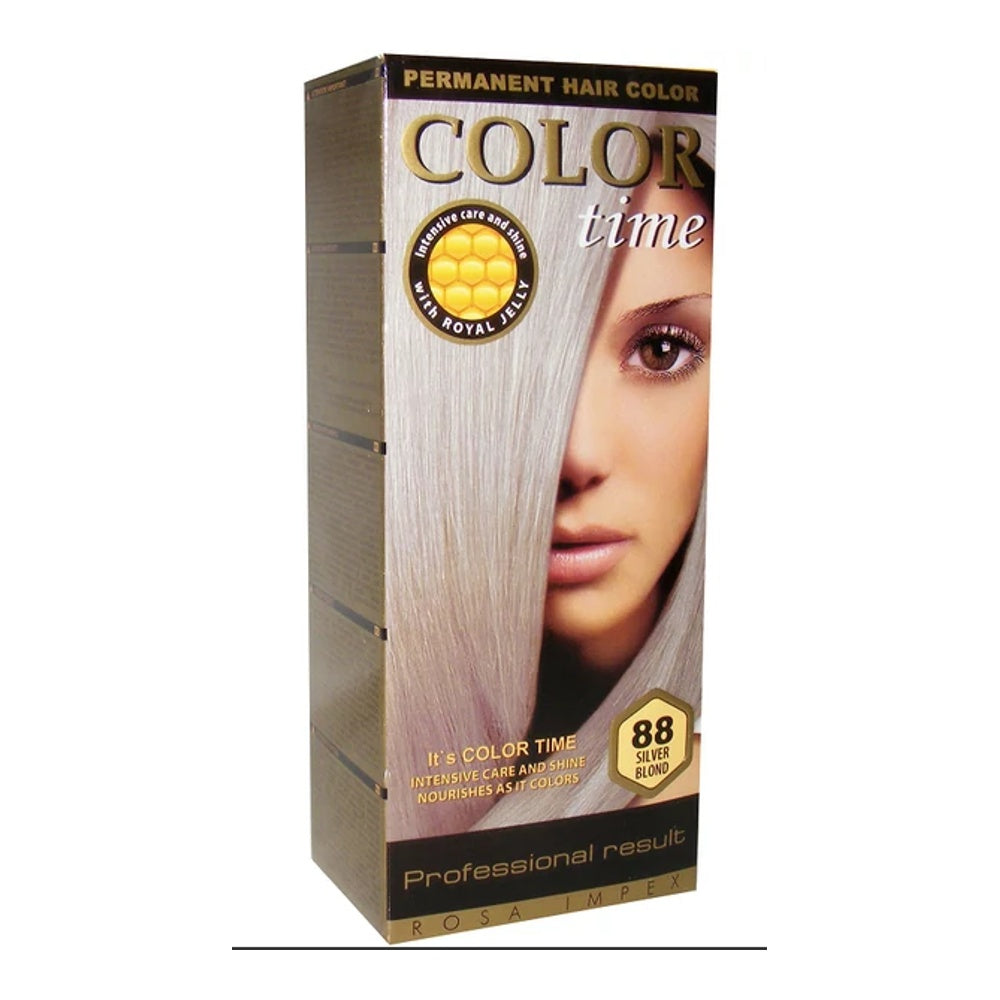 Color Time 88 Silver Blond Hajfesték – Hamvas Ezüstös Szőke Árnyalat, Tartós Őszfedés, Royal Jelly Ápolással