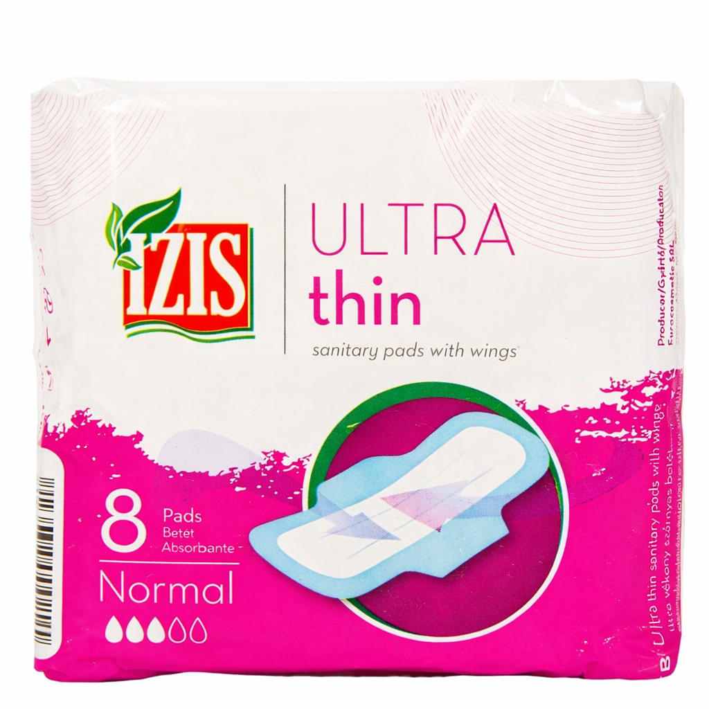 IZIS Ultra Thin egészségügyi betét szárnyakkal Normal 8 db – Vékony, kényelmes és biztos védelem