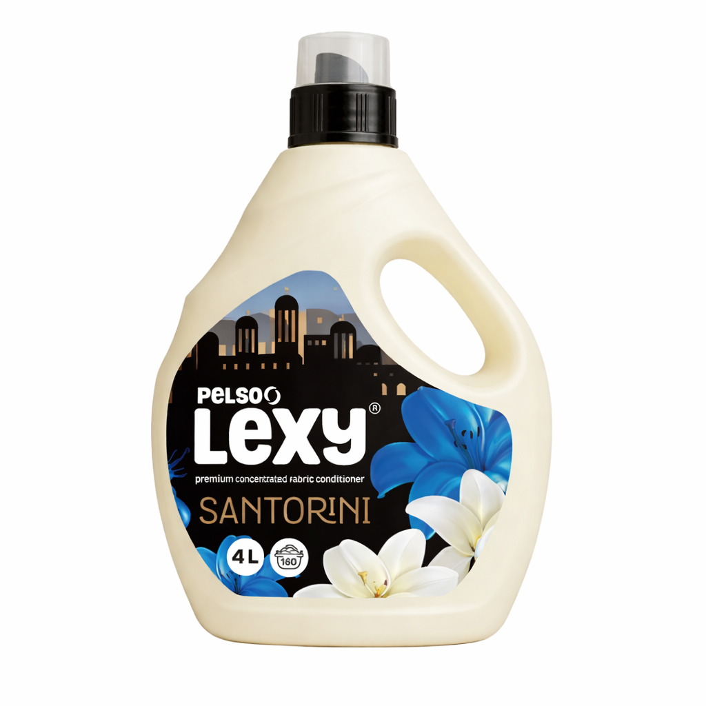 Pelső Lexy Santorini Textilöblítő 4 L – Friss, virágos illat, hosszan tartó puhaság és frissesség