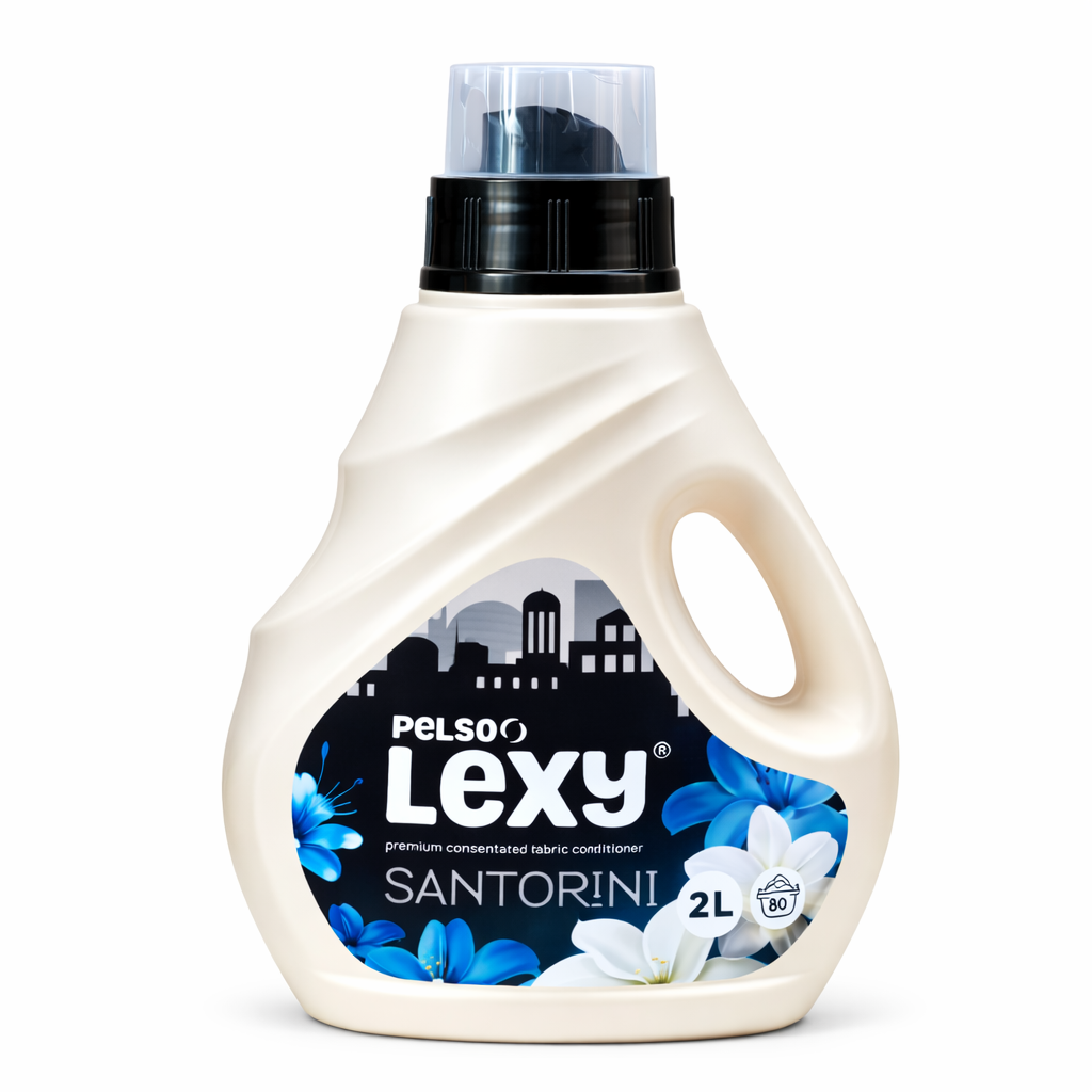 Pelső Lexy Santorini Textilöblítő 2 L – Friss mediterrán illat, hosszan tartó puhaság és frissesség