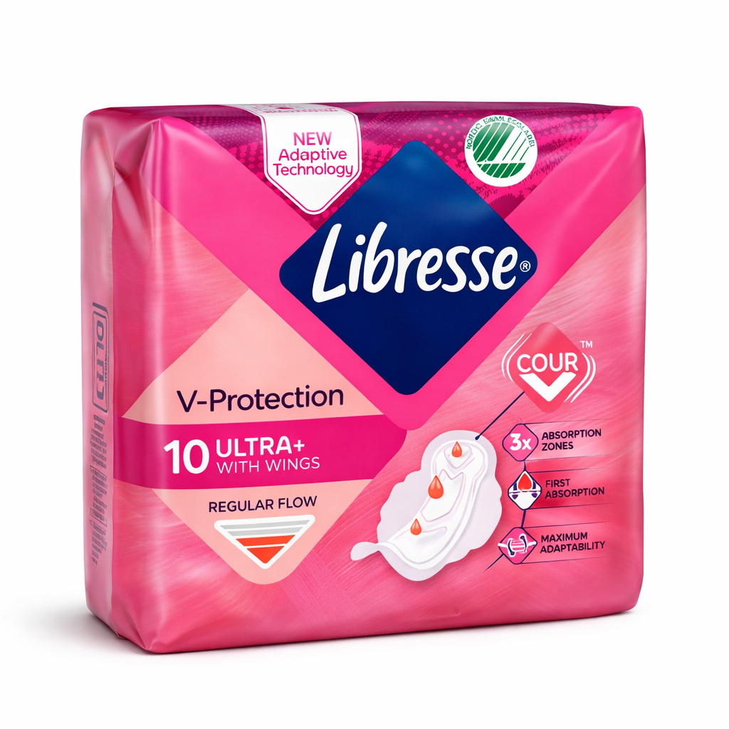 Libresse V-Protection Ultra+ szárnyas egészségügyi betét Normal 10 db – Maximális védelem és száraz érzet