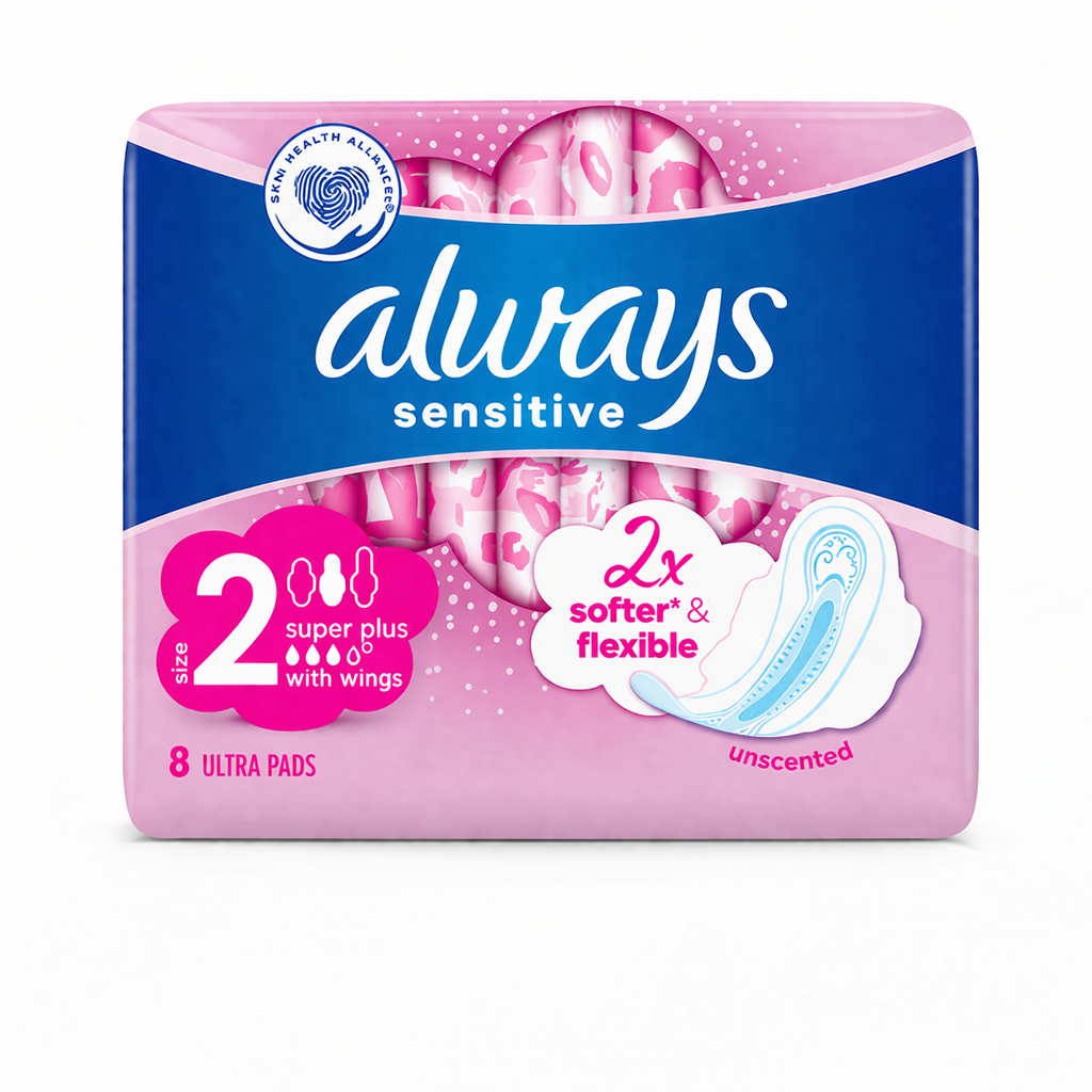 Always Sensitive Soft & Flexible Super Plus egészségügyi betét (8 db) – szárnyas, illatmentes